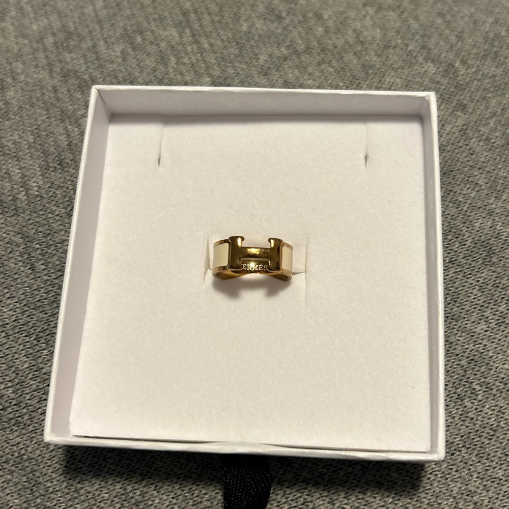 Hermes rose gold and white H ring